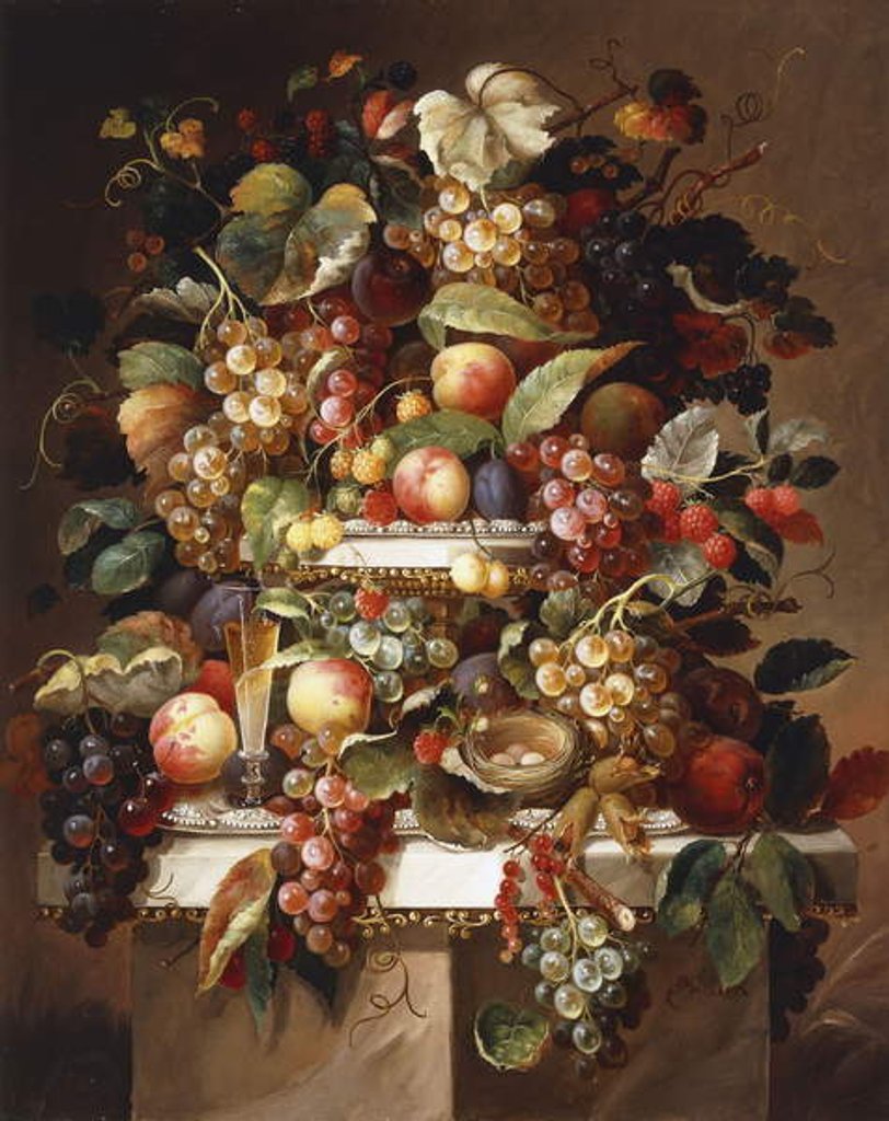 Detail of Still Life with Grapes and Peaches by Charles Baum