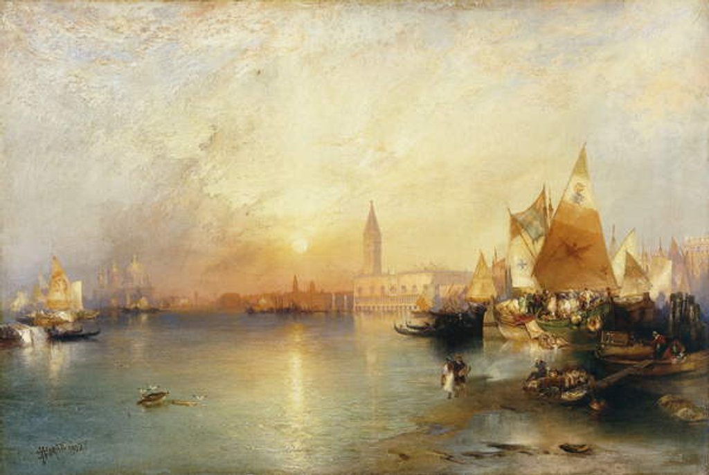 Detail of Sunset, Venice; Santa Maria and the Ducal Palace, 1902 by Thomas Moran