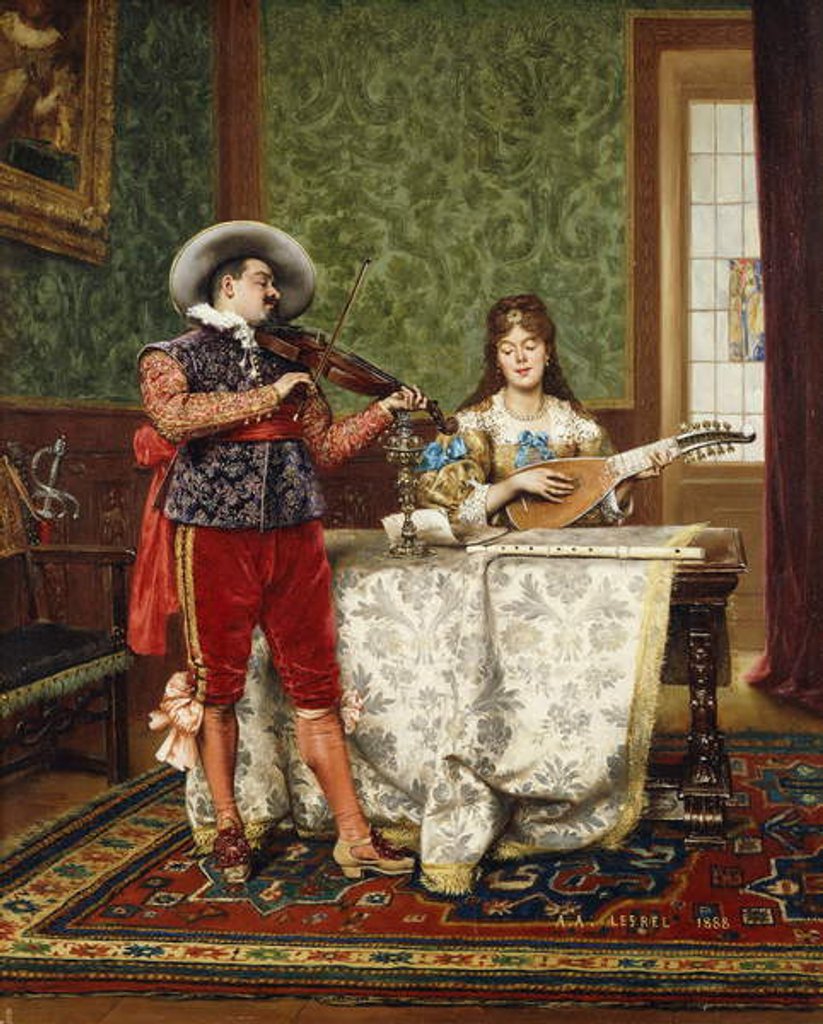 Detail of The Duet, 1888 by Adolphe Alexandre Lesrel