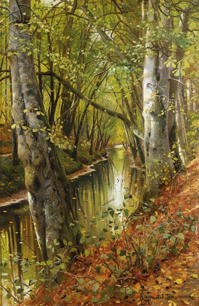 Detail of A Wooded River Landscape, 1893 by Peder Monsted