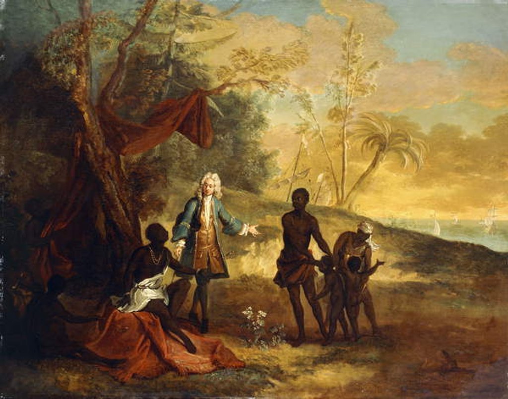 Detail of From the Four Parts of the World - Africa: A European Merchant Bartering with a Black Chief, 1724 by Jean-Baptiste Oudry