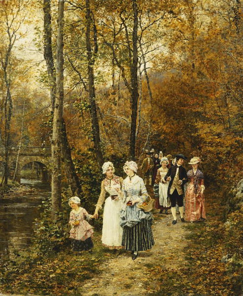 Detail of The Afternoon Stroll, 1879 by Marie Francois Firmin-Girard