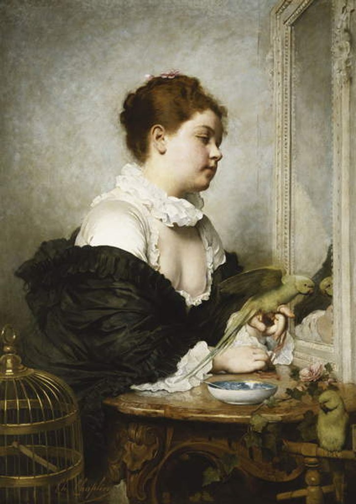 Detail of A Young Girl with Parakeets by Charles Joshua Chaplin