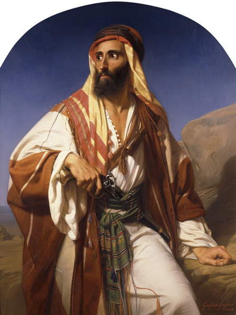 Detail of A Bedouin Chieftain, 1846 by Godfried Guffens