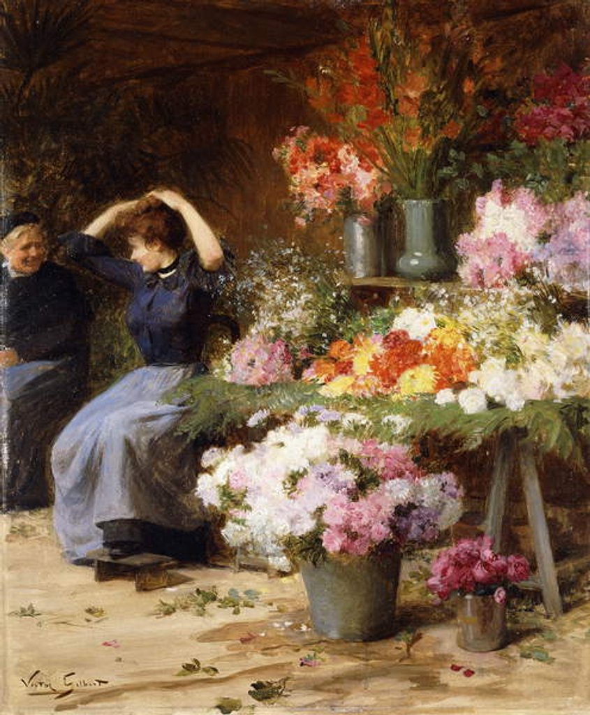 Detail of Flower Power; Marchande de Fleurs by Victor Gabriel Gilbert
