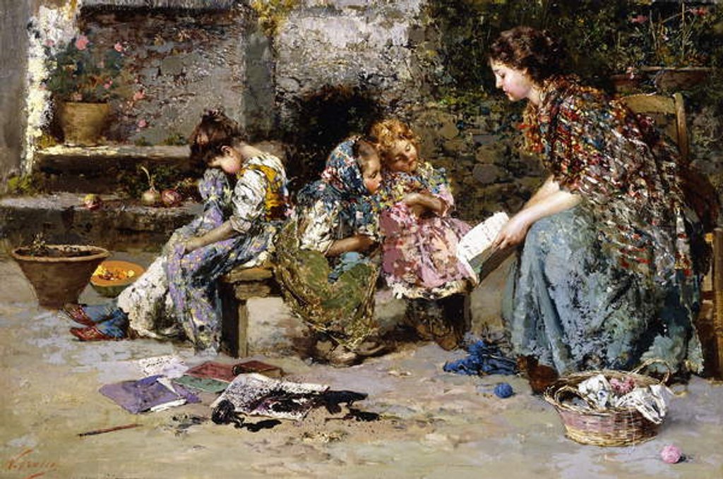 Detail of The First Lesson; La Prima Lezione by Vicenzo Irolli