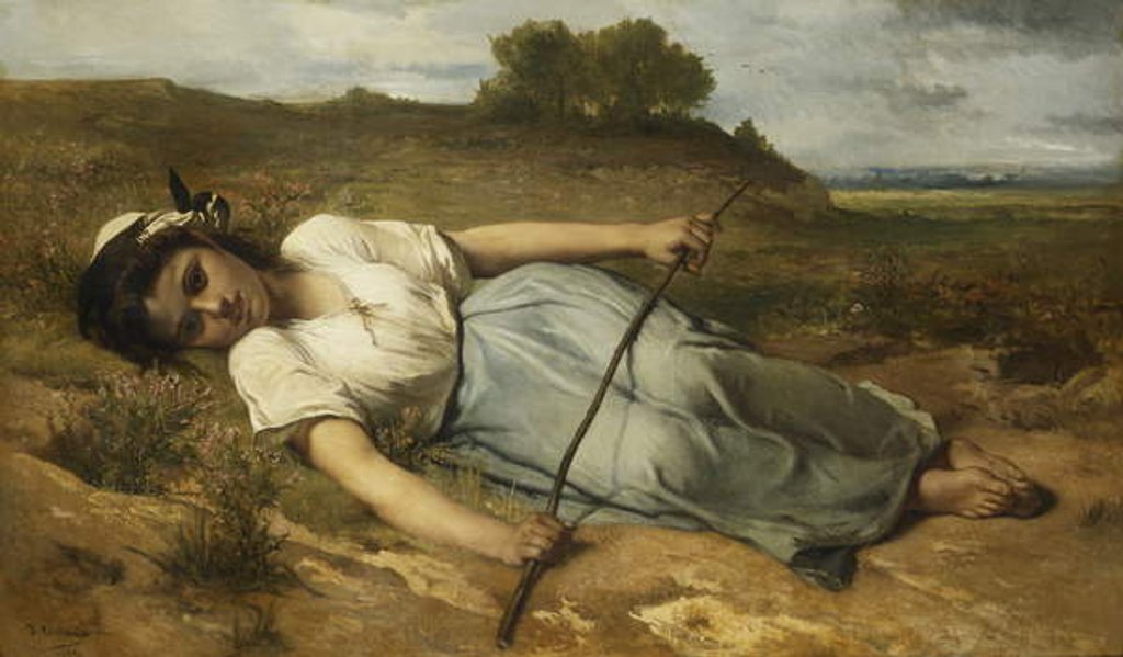 Detail of The Shepherdess, 1870 by Jean Francois Portaels