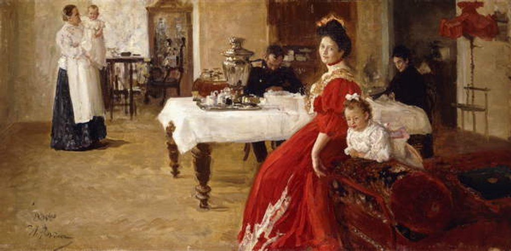 Detail of The Artist's Daughter, Tat'iana and Her Family in an Interior by Ilya Efimovich Repin