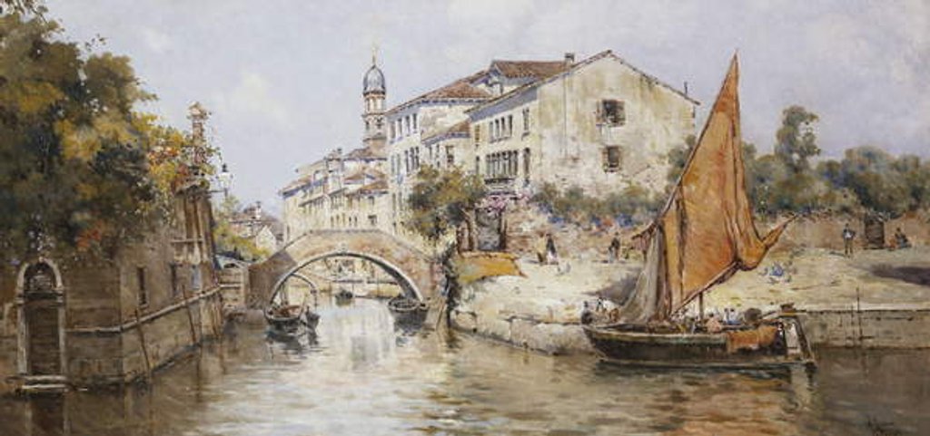 Detail of A Venetian Backwater by Antonia Maria de Reyna Manescau