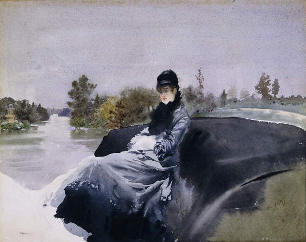 Detail of Lady in a Carriage; Signora in Vettura by Giuseppe or Joseph de Nittis