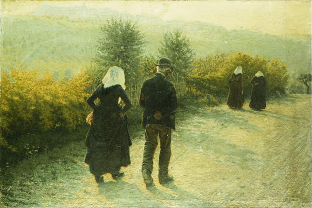 Detail of Alla Domenicale, 1890 by Angelo Morbelli