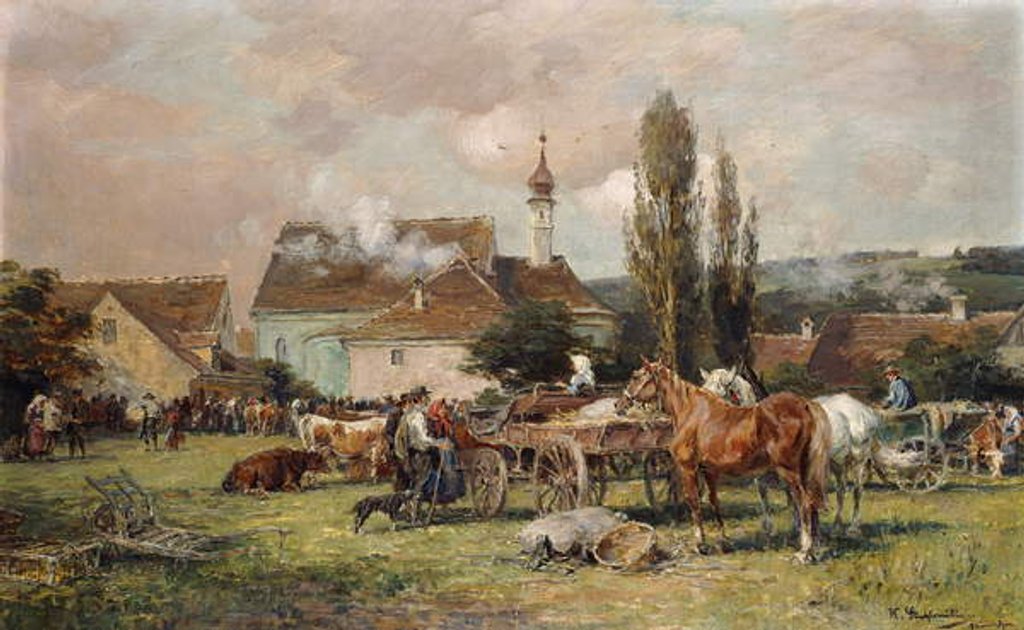 Detail of A Market by a Village by Karl Stuhlmuller
