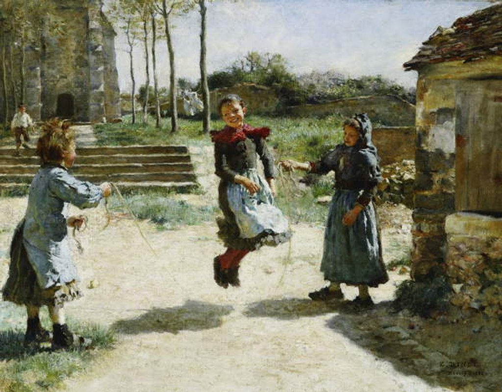 Detail of Little Girls Jumping Rope; Gamines Sautant a la Corde, 1888 by Alphonse Etienne Dinet