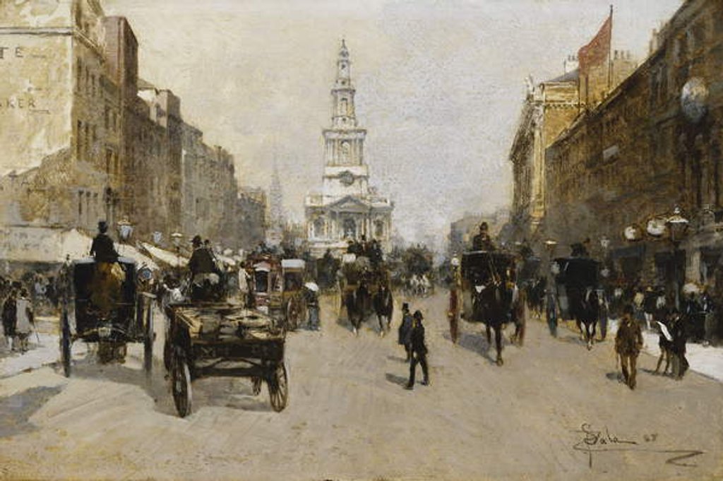 Detail of The Strand, London, 1888 by Paolo Sala