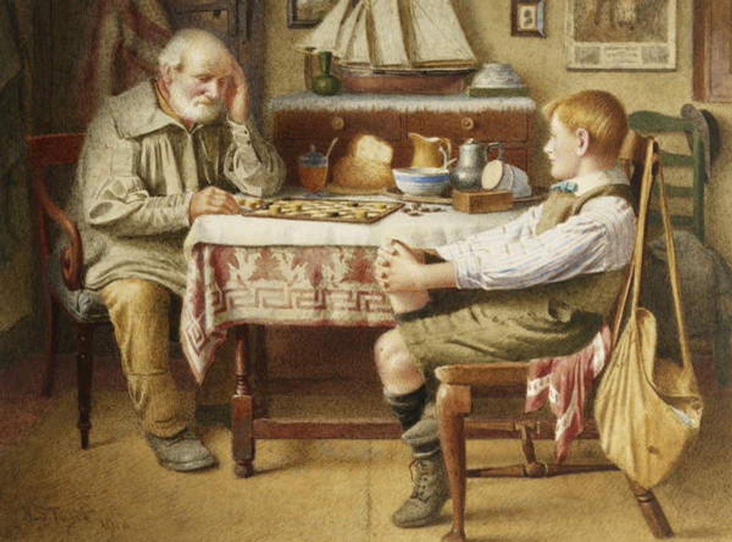 Detail of The Game of Draughts, 1918 by Henry Spernon Tozer