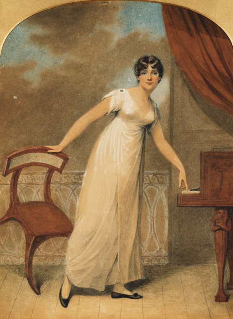 Detail of Portrait of a Lady, standing full length in a White Dress by a Piano, 1801 by Adam Buck