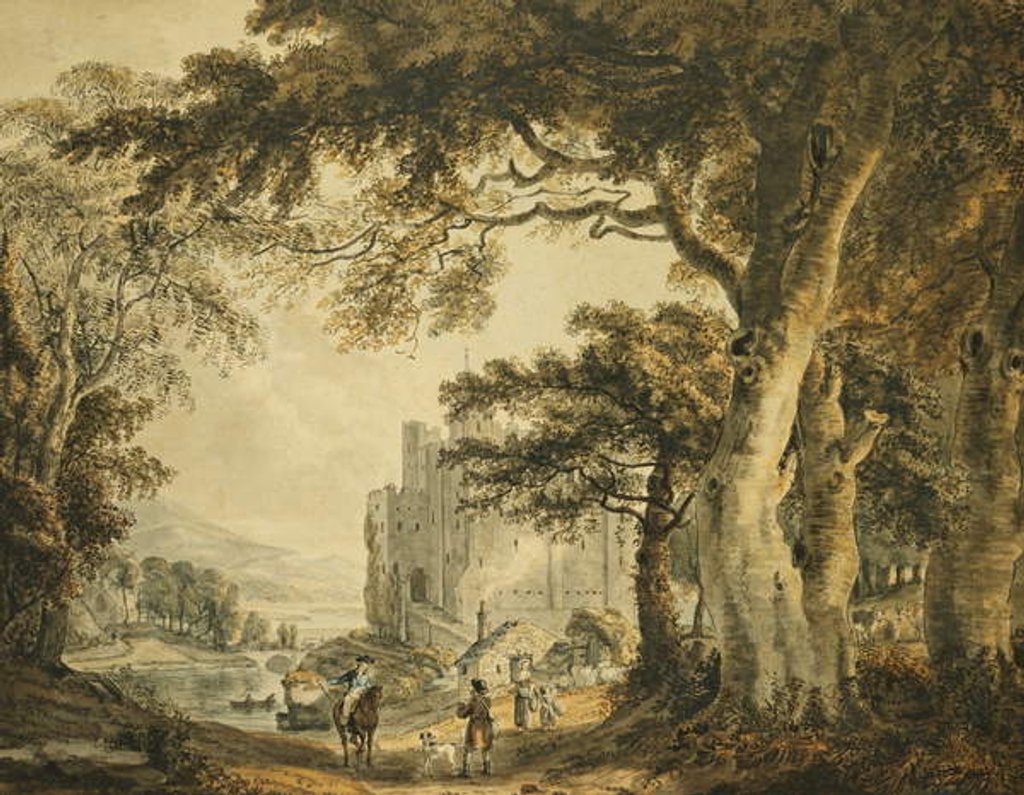 Detail of Figures on a Lane Before Rochester Castle by Paul Sandby
