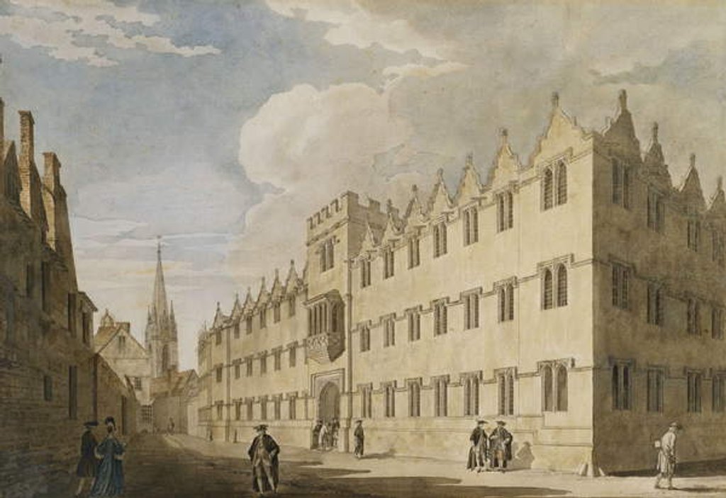 Detail of Oriel College, Oxford, with St. Mary's Church in the Distance by Thomas Malton Jnr.