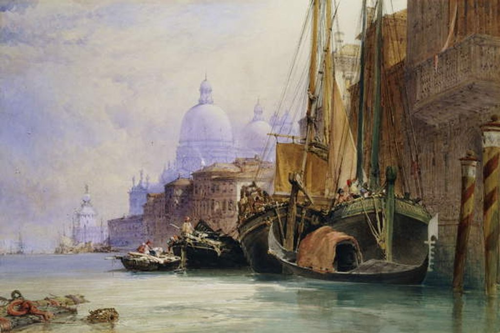Detail of Santa Maria della Salute and the Grand Canal, Venice by William Callow