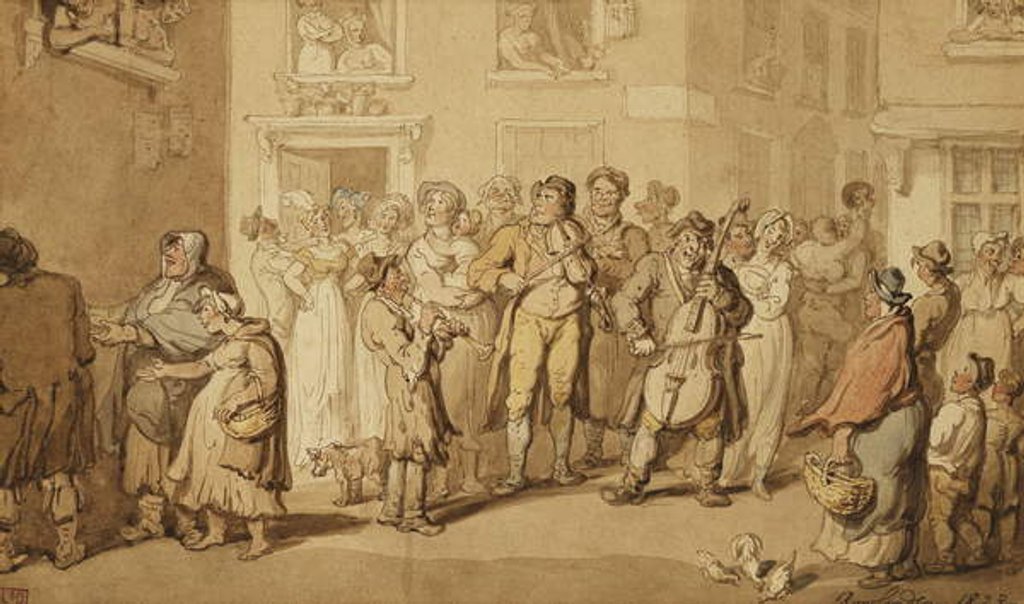 Detail of Street Musicians, 1823 by Thomas Rowlandson