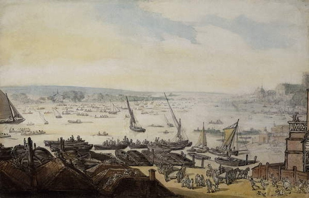 Detail of A Regatta on the Thames below Westminster by Thomas Rowlandson