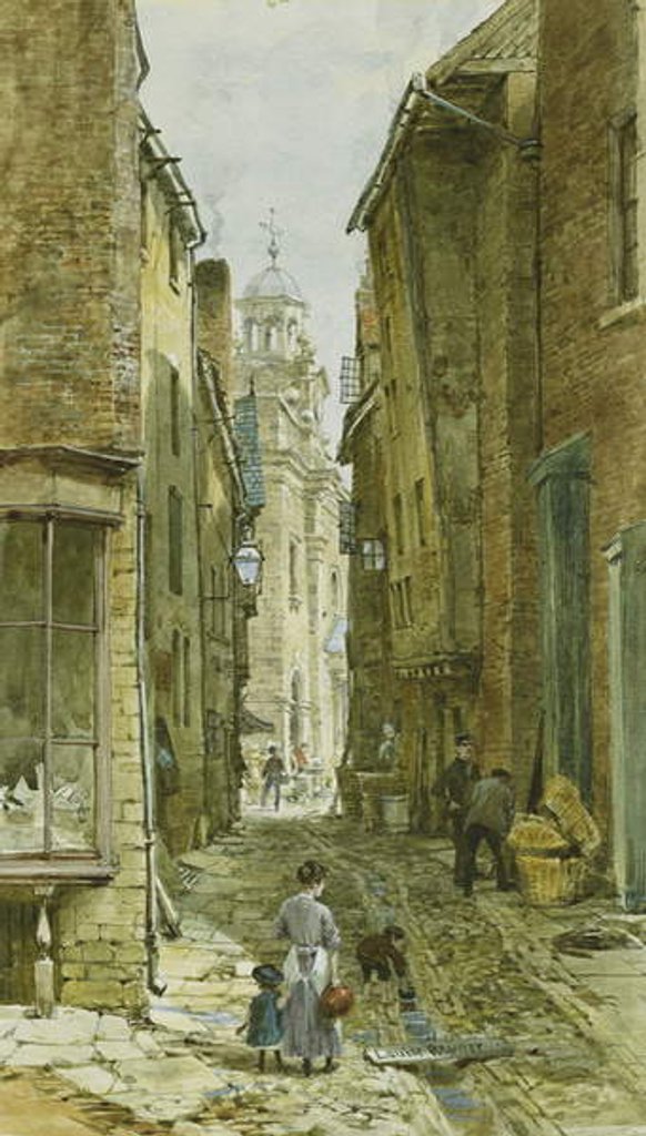 Detail of Figures in Harp Lane, Ludlow by Louise Ingram Rayner