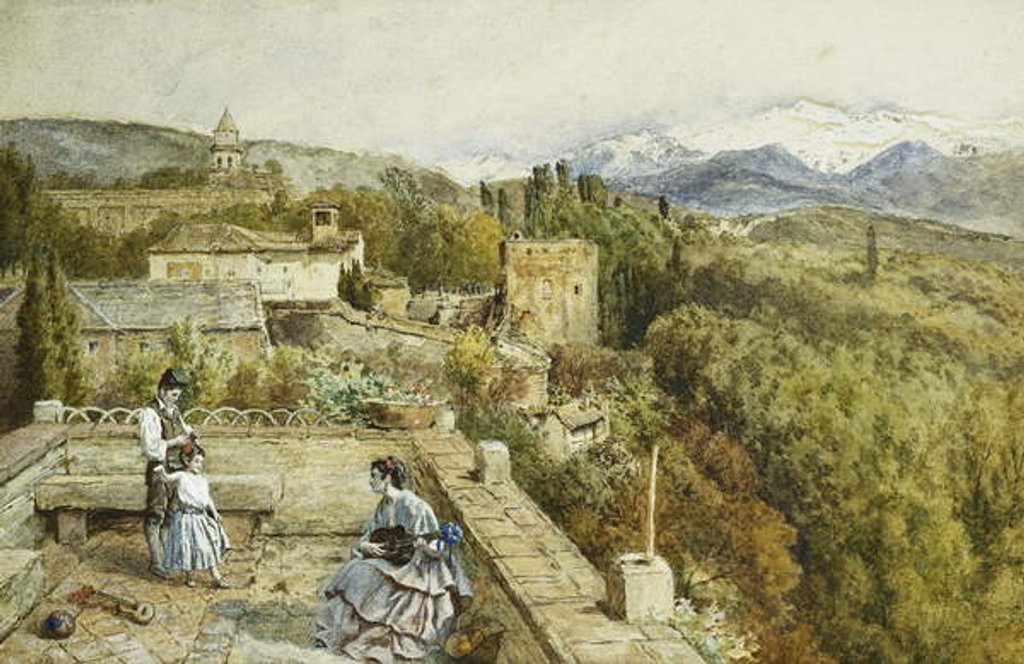 Detail of The Sierra Nevada from the Alhambra by Myles Birket Foster