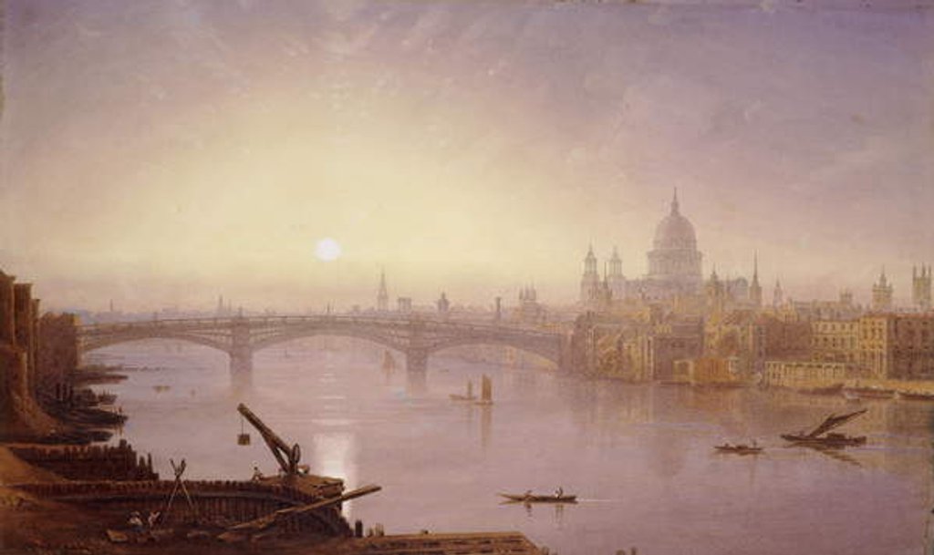 Detail of Southwark Bridge and St. Paul's Cathedral from London Bridge: Evening by George Fennel Robson
