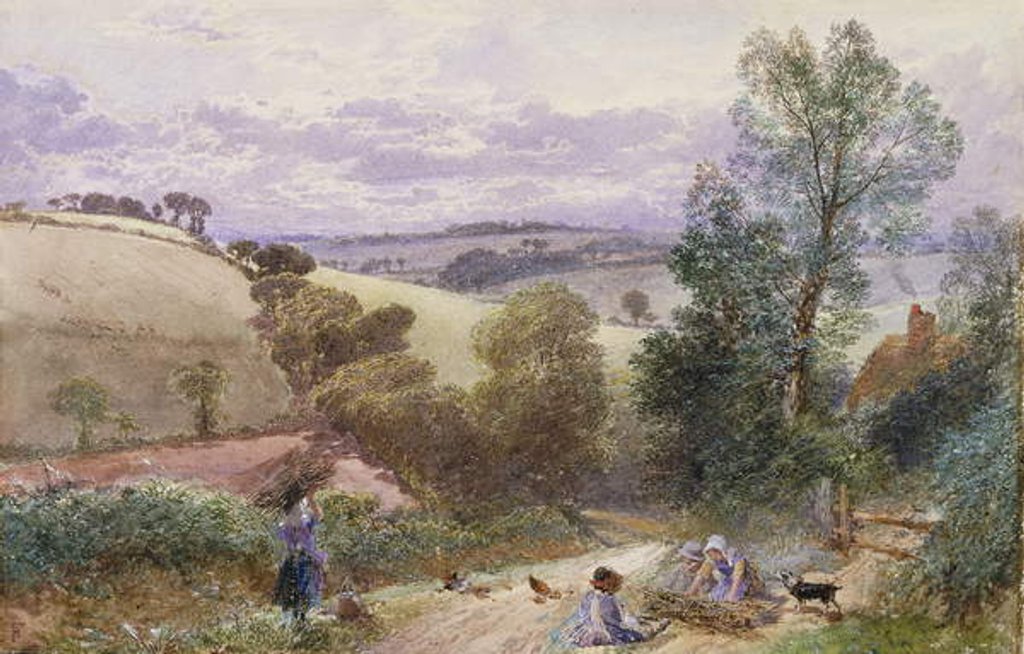 Detail of Figures Collecting Faggots by a Road by Myles Birket Foster