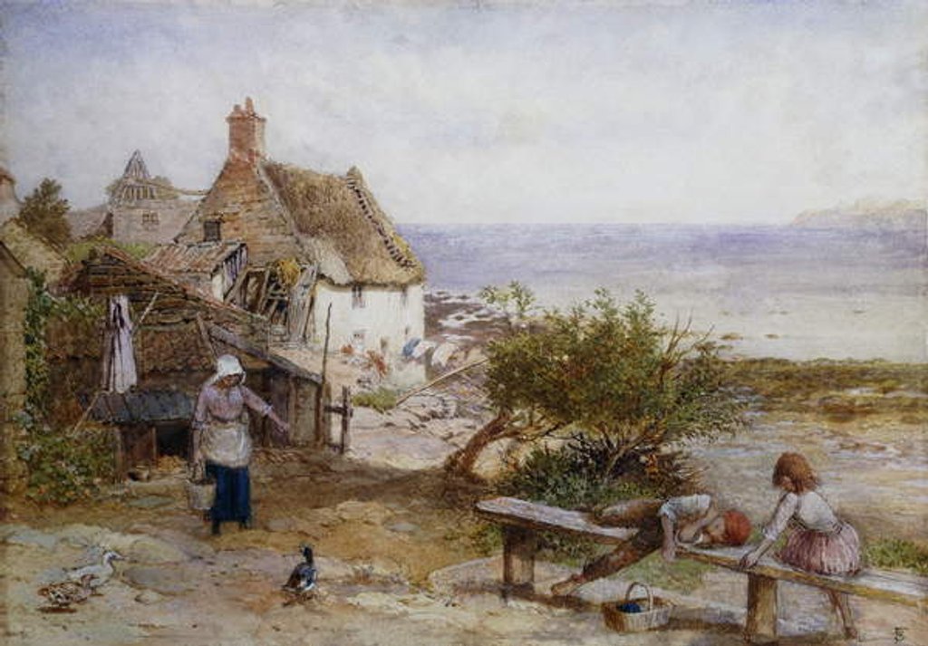 Detail of Runswick Bay, Yorkshire by Myles Birket Foster