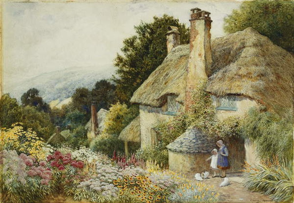 Detail of A Cottage at Selworthy, near Minehead by Arthur Claude Strachan