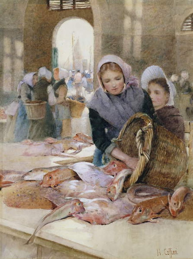 Detail of Women in the Fish Market, Boulogne by Hector Caffieri