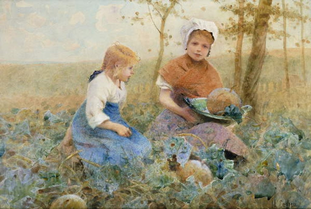 Detail of Gathering Pumpkins by Hector Caffieri