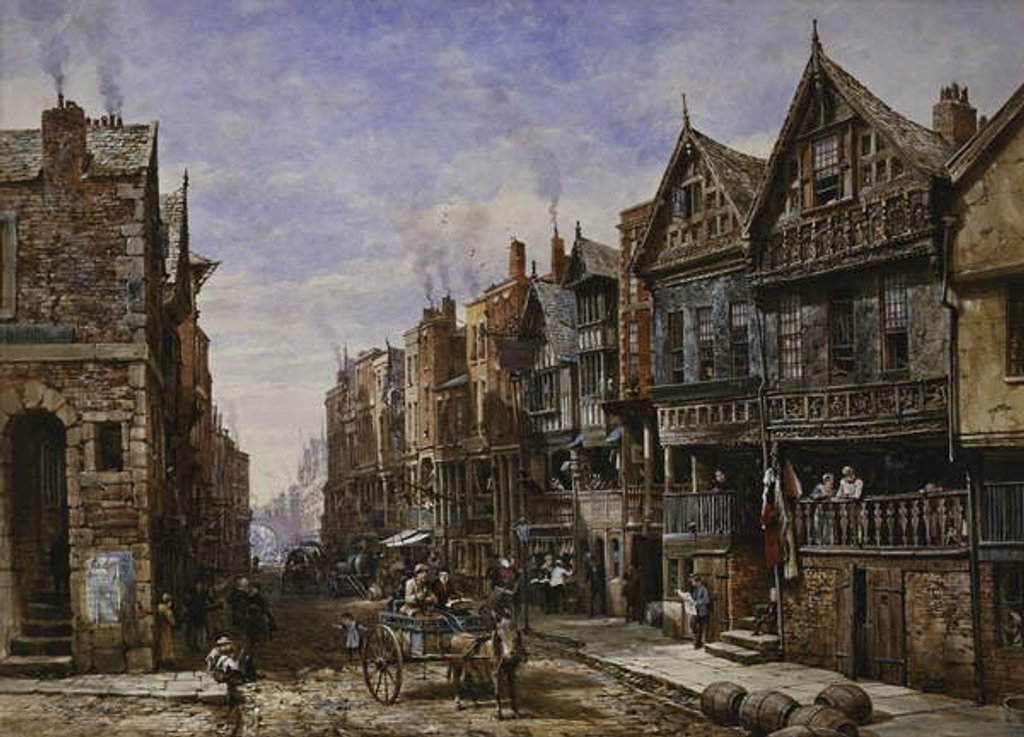 Detail of Chester: Watergate Street from the Corner of Crook Street, with Eastgate Beyond by Louise Ingram Rayner