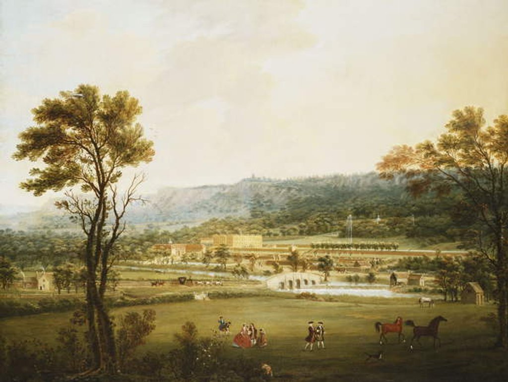 Detail of An Extensive View of Chatsworth, Derbyshire from the South-West by Thomas Smith of Derby