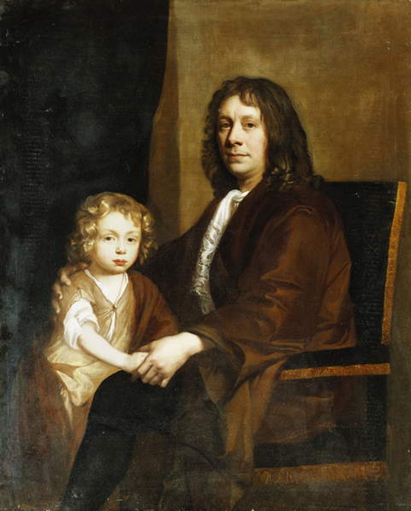 Detail of Portrait of Thomas Rowe and His Son, Seated Three-Quarter Length, the Former in a Brown Gown, the Latter in a Brown Dress and Wrap by John Riley