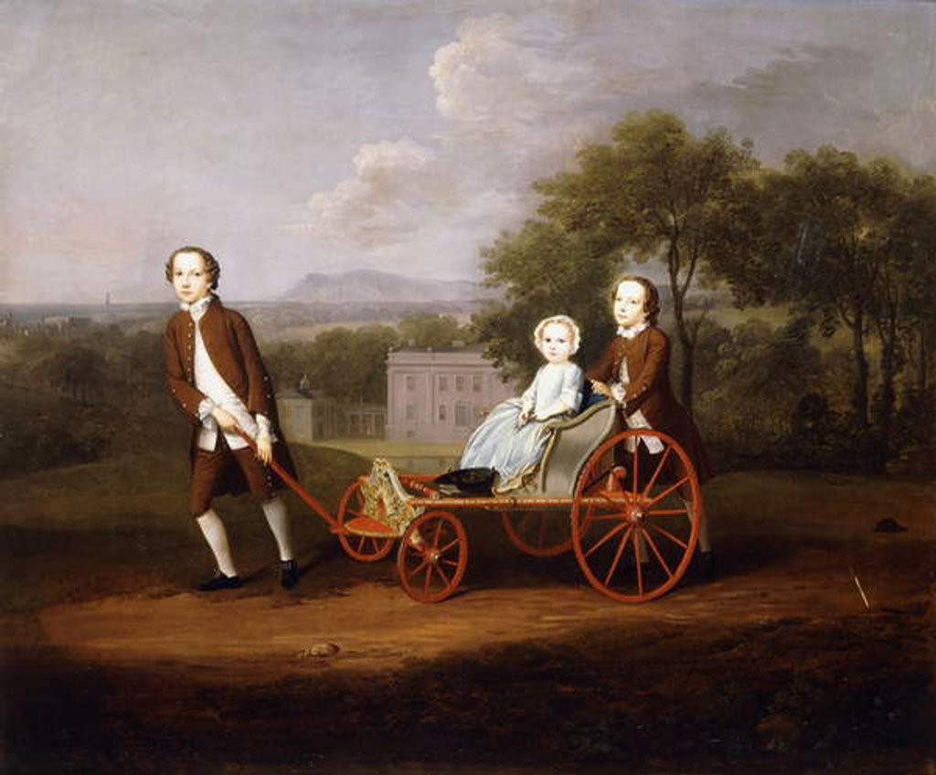 Detail of A Group Portrait of Three of the Children of Peter and Mary Du Cane by Arthur Devis