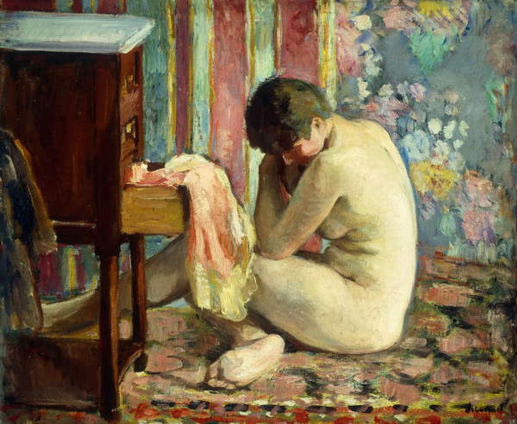 Detail of Nude with Pink Shirt; Nu a la Chemise Rose, 1926 by Henri Lebasque