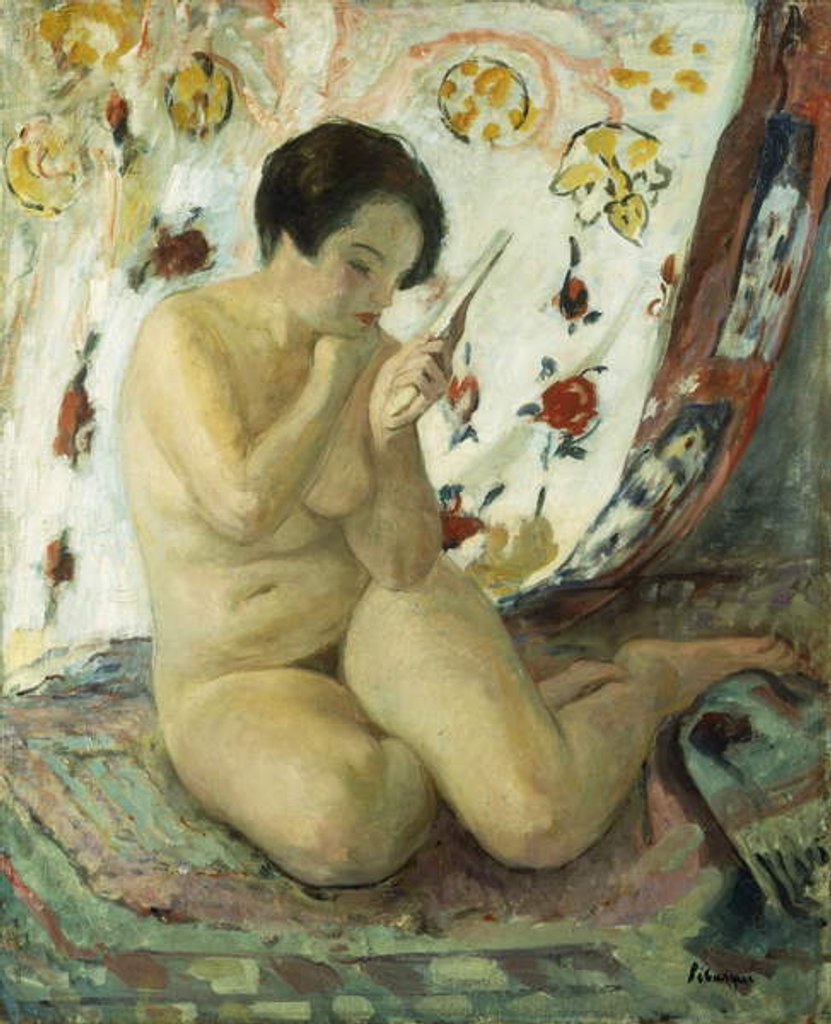 Detail of Nude Sat with a Mirror; Nu Assis au Miroir, 1925-1930 by Henri Lebasque