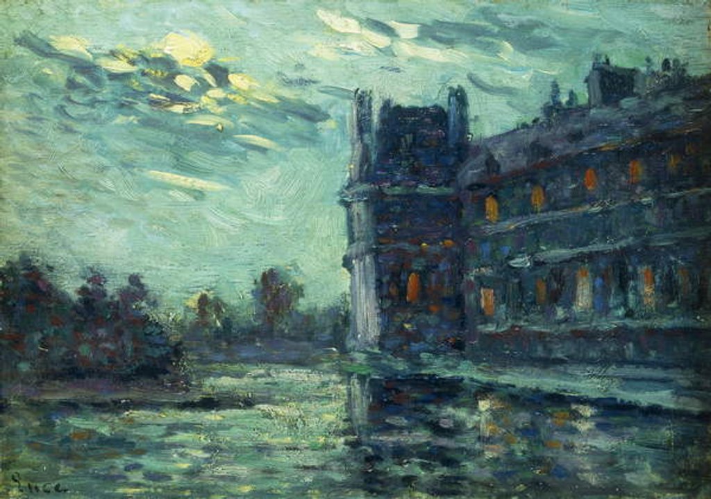 Detail of The Floods of 1910, The Pavilon de Flore, at The Louvre, Paris; Les Inondations de 1910, Le Pavillon de Flore, 1910 by Maximilien Luce