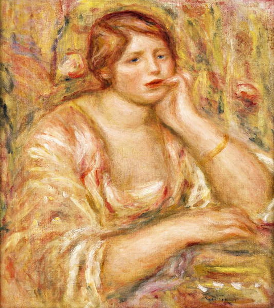 Detail of Woman with Hand to her Face; Femme de Face, Accoudee, 1919 by Pierre Auguste Renoir