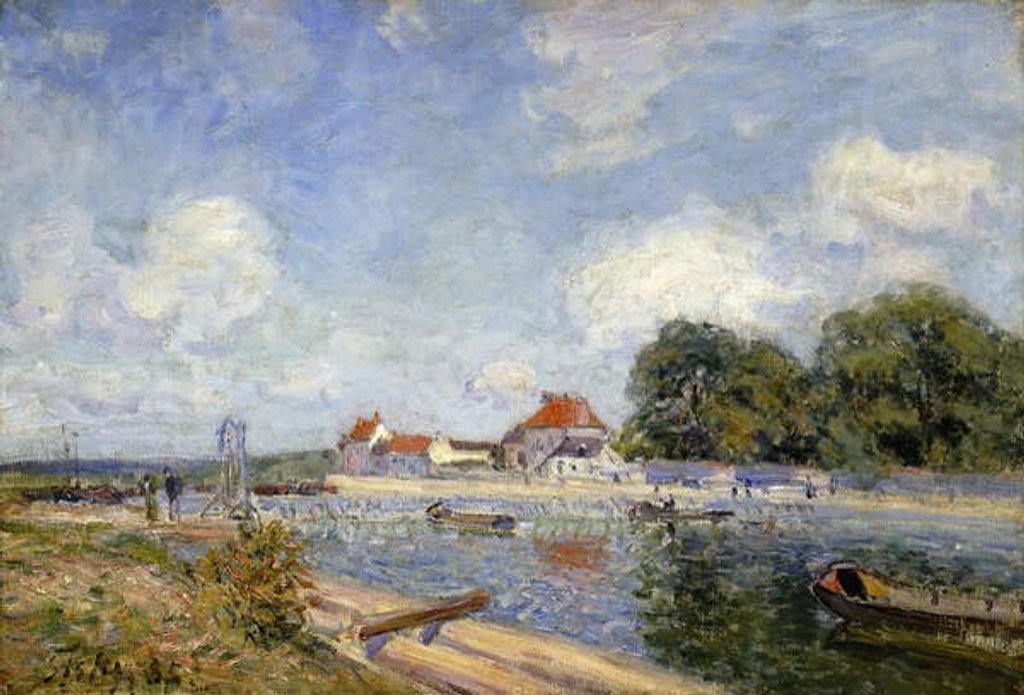 Detail of The Weir on the Loing at Saint-Mammes; Le Barrage du Loing a Saint-Mammes, 1885 by Alfred Sisley