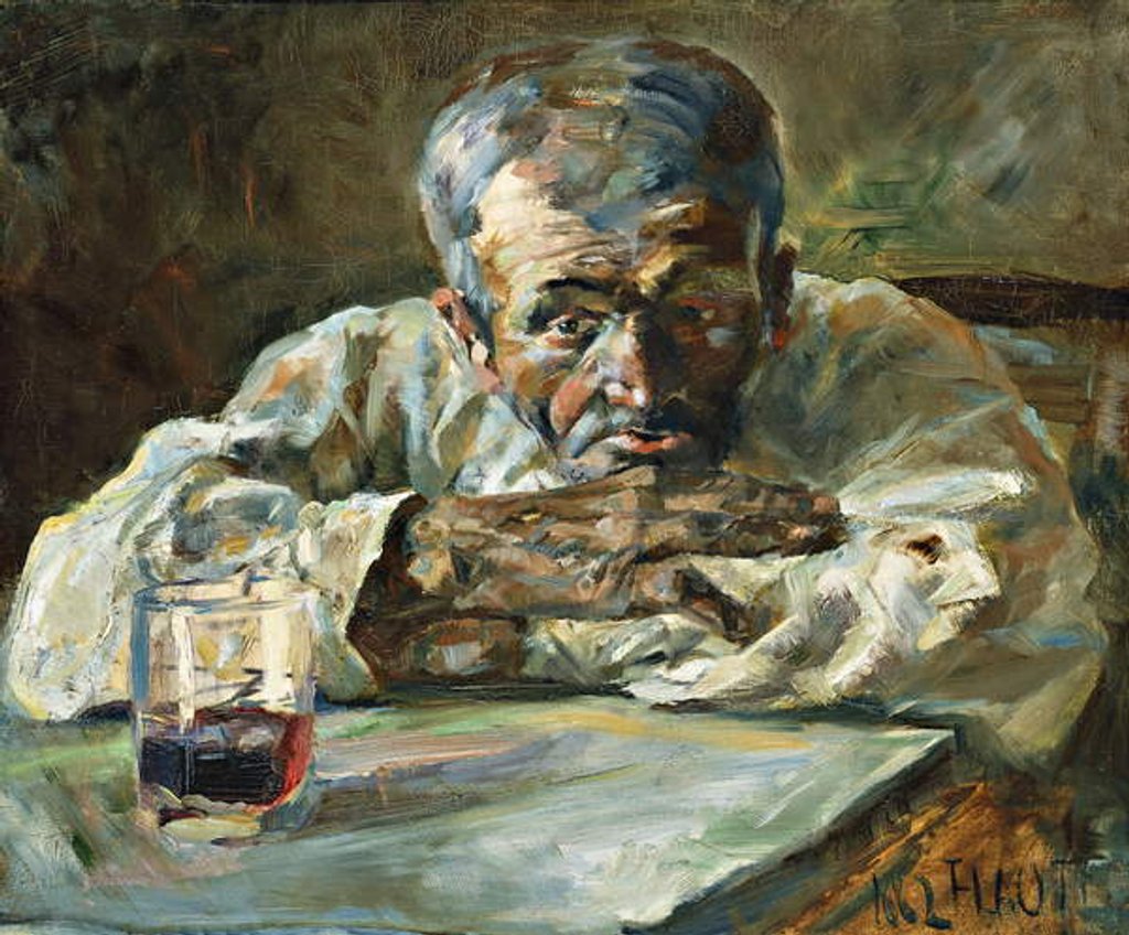 Detail of The Alcoholic, Father Mathias; A la Boutique, Chateau du Bosc: Le Buveur, Le Pere Mathias, 1882 by Henri de Toulouse-Lautrec