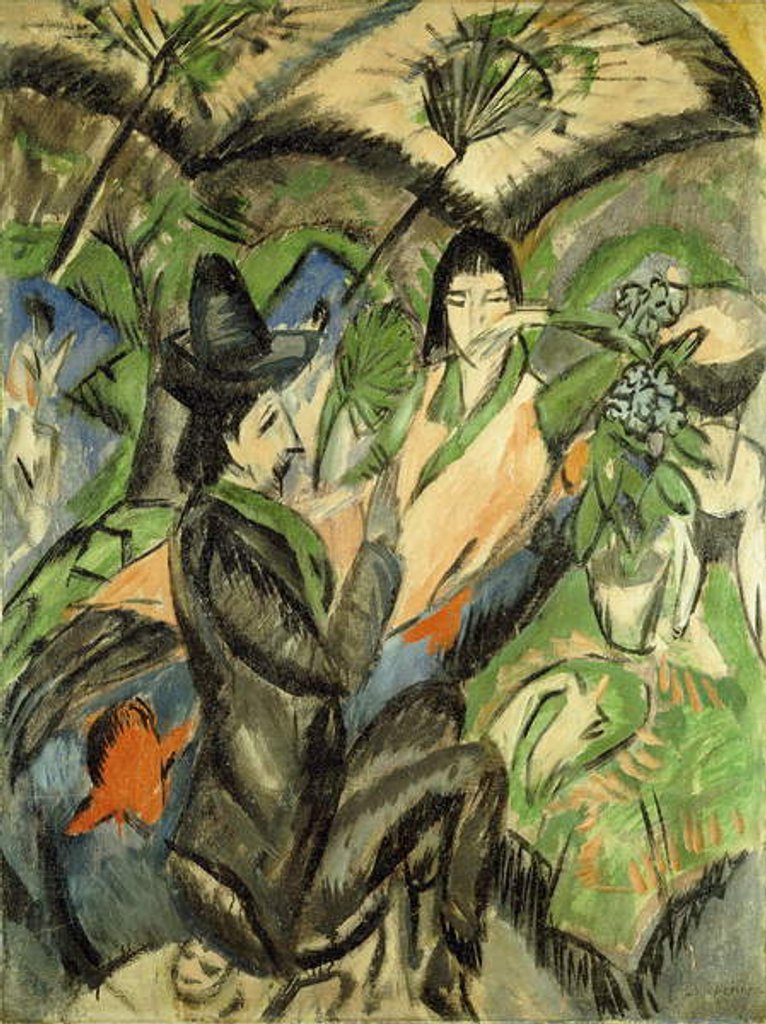 Detail of Couple under Japanese Parasols; Paar Unter der Japanschirm, 1902 by Ernst Ludwig Kirchner