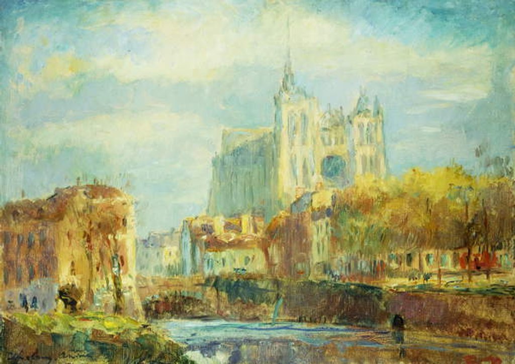 Detail of Amiens Cathedral in Autumn Sun; Cathedrale d'Amiens: Effet De Soleil Automne, 1910 by Albert-Charles Lebourg