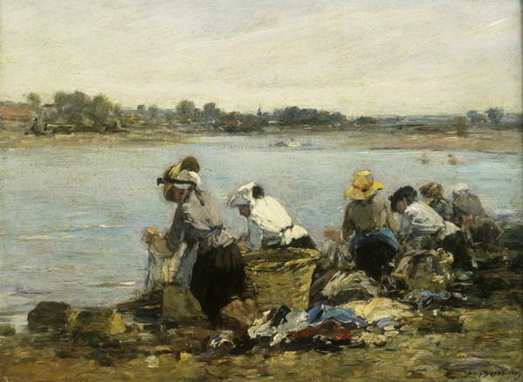 Detail of Washerwomen at la Torque; Les Lavandieres a la Touque by Eugene Louis Boudin