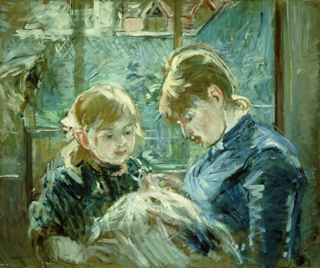 Detail of The Dressmaking Lesson; Le Lecon de Couture, 1884 by Berthe Morisot