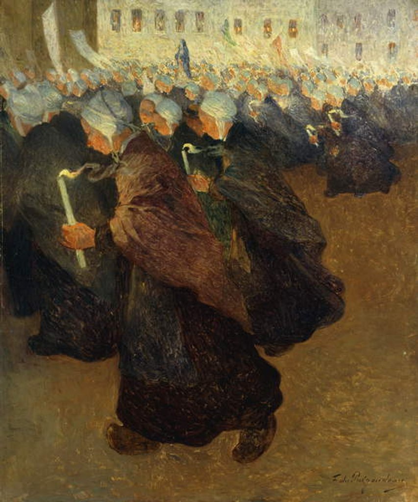 Detail of Night Procession in Brittany; Procession de Nuit en Bretagne, c.1894 by Fernand Loyen du Puigaudeau