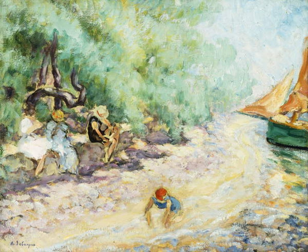 Detail of Bathers by the Side of a River; Les Baigneuses au Bord de la Riviere, by Henri Lebasque