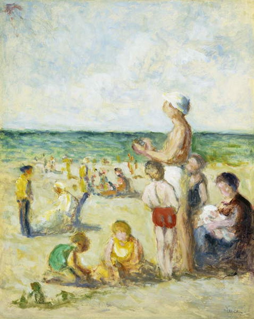 Detail of On the Beach in Normandy; Sur la Plage en Normandie, c.1930 by Maximilien Luce